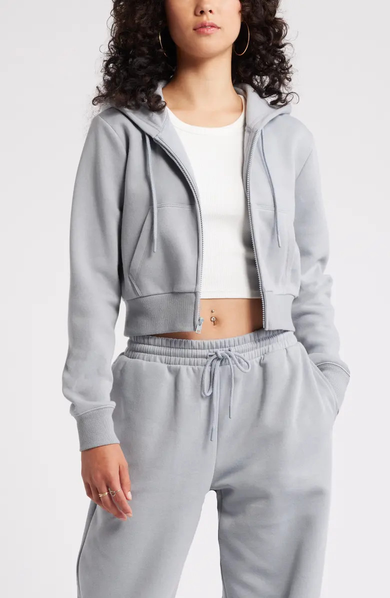 Crop Zip Fleece Hoodie | Nordstrom