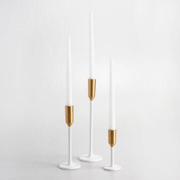 White Metal Taper Candleholder with Gold Tip | World Market