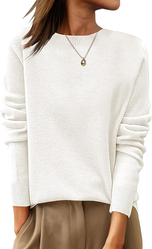 ANRABESS Womens 100% Wool Sweaters Crewneck Long Sleeve Work Business Casual Basic Sweater Tops 2... | Amazon (US)