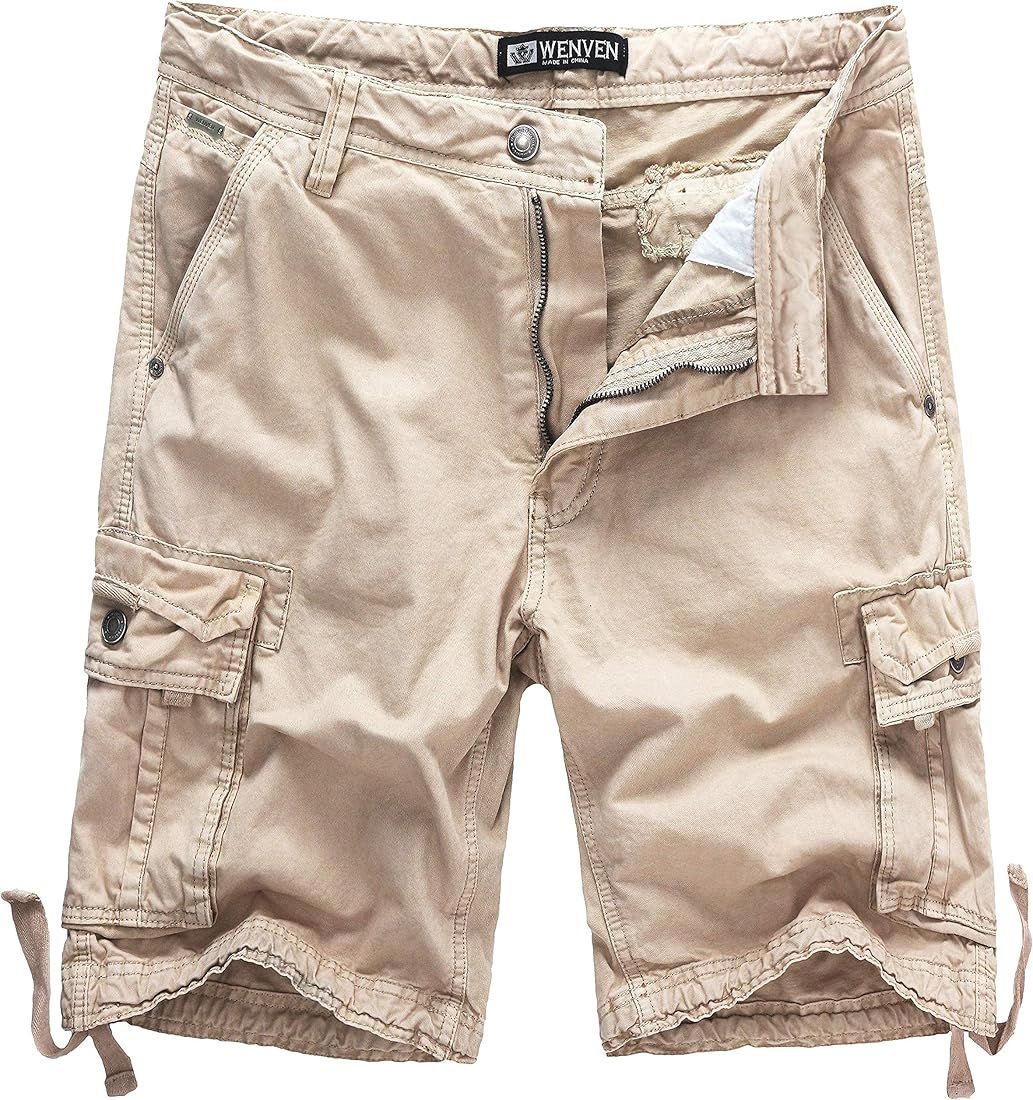 WenVen Men's Cotton Twill Cargo Shorts Classic Relaxed Fit- Reg and Big & Tall Sizes | Amazon (US)