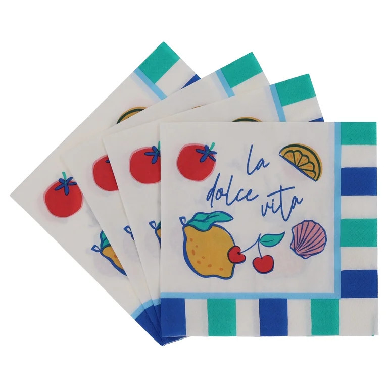 Way to Celebrate La Dolce Vita Multicolor Lunch Napkins, 6.5" x 6.5", 24 Count - Walmart.com | Walmart (US)