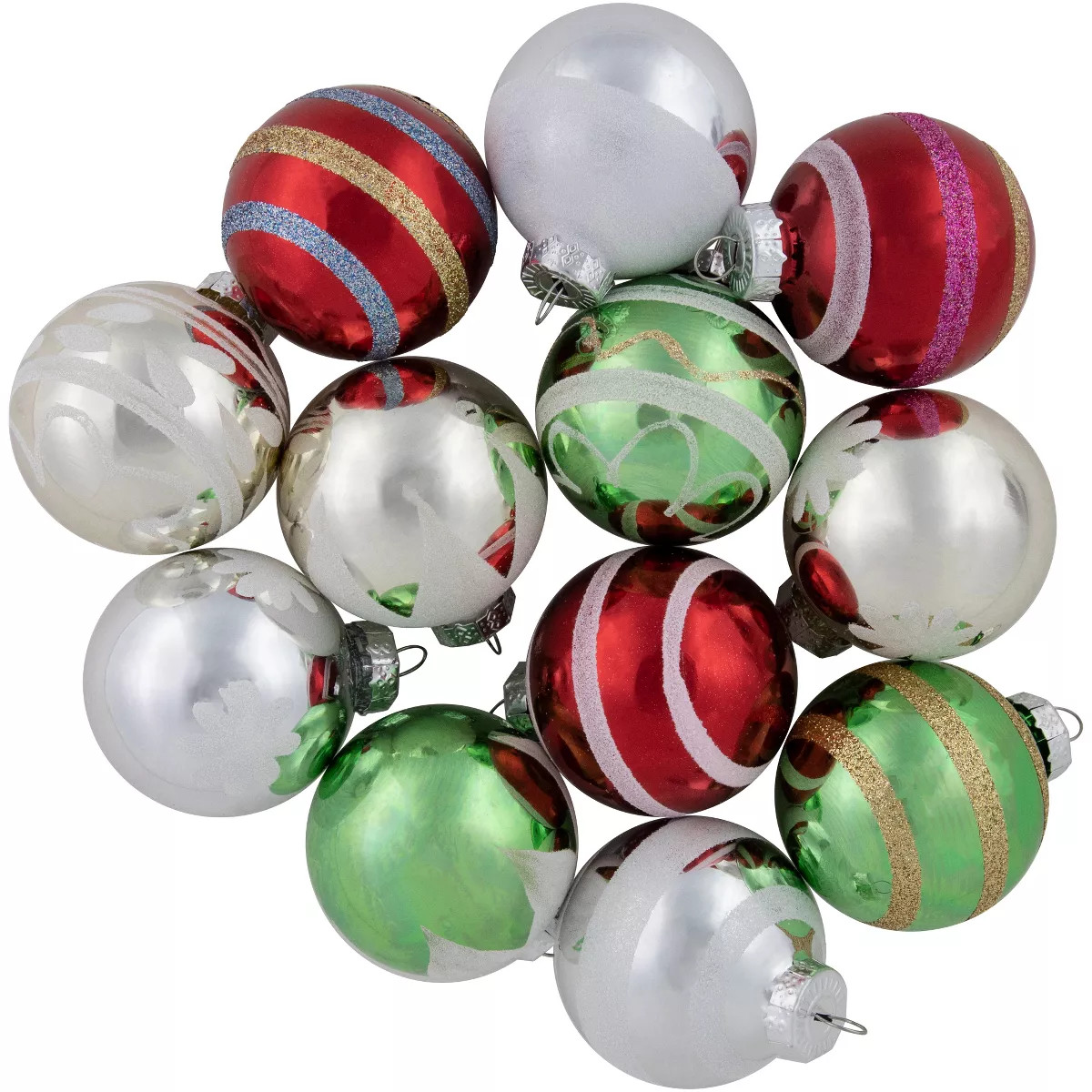 Northlight 12ct Multi Color Vintage Design Glass Ball Christmas Ornaments 2.25" (55mm) | Target