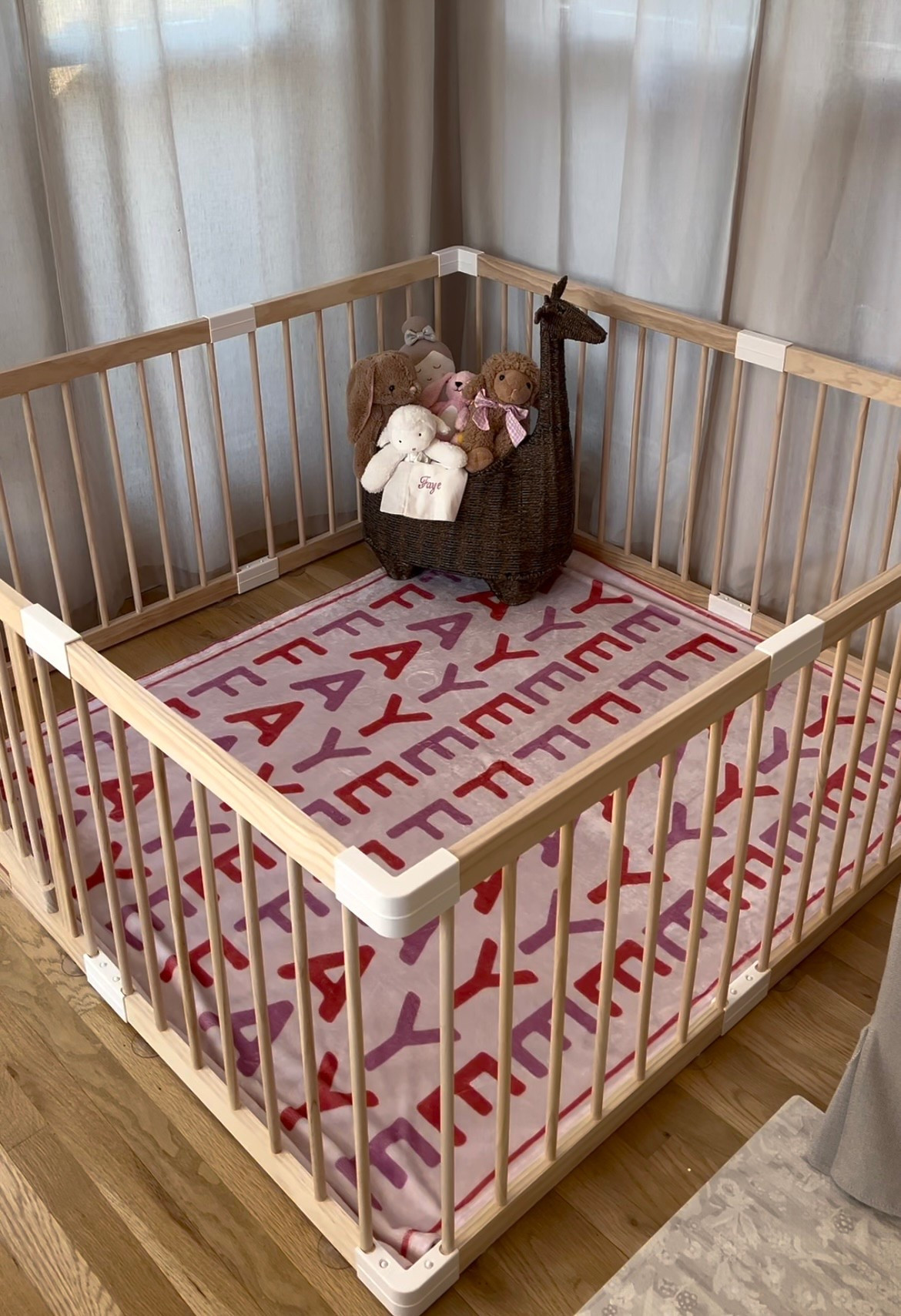 Similar Giraffe basket linked ; Playpen is Harppa “Lea” will give you 20% off!
