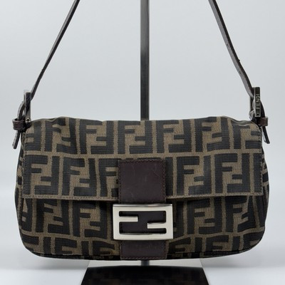 Auth FENDI Mamma Baguette Bag Zucca FF logo Handbag Leather Canvas Brown bag t83  | eBay Australi... | eBay AU