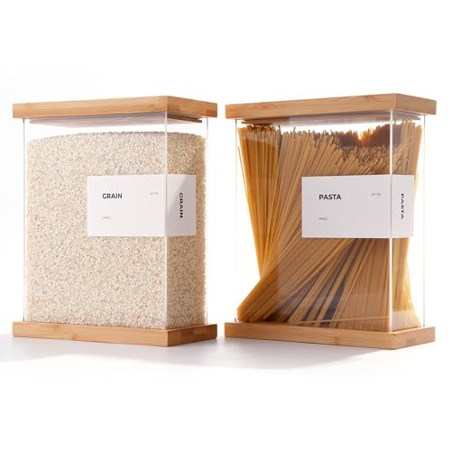 APT 1101 Bamboo Food Dispenser | Kitchen Organizers and Storage | Airtight Pantry Organizers and Storage Container | Cereal, Rice, Flour, Snack Storage (2, Large) | Amazon (US)