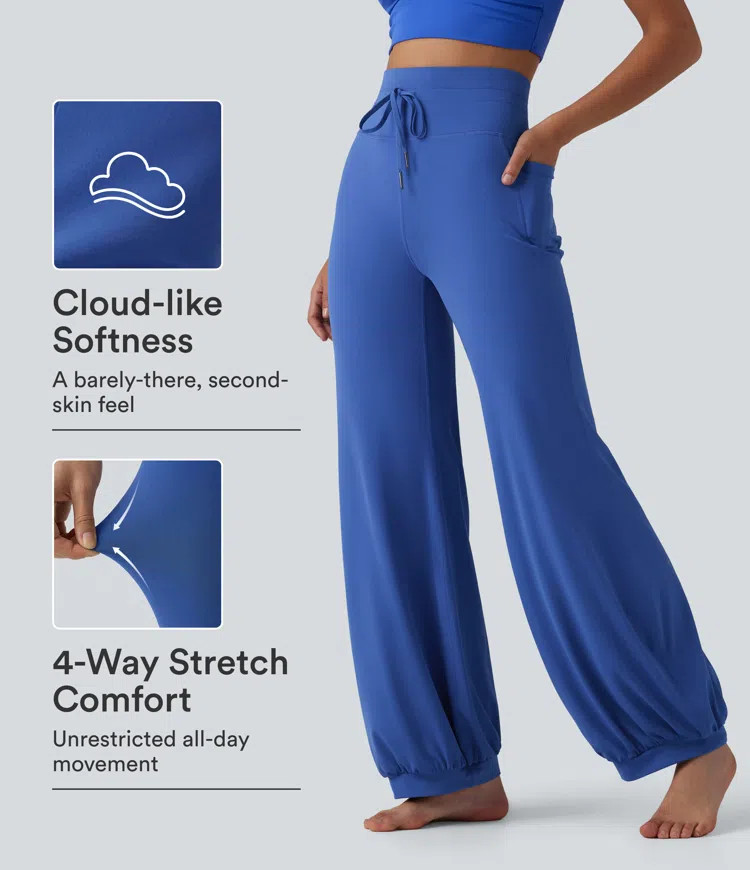 SoftlyZero\u2122 High Waisted Drawstring Dance Balloon Pants with Pockets | HALARA