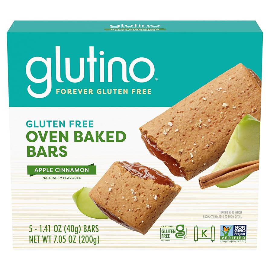 Glutino Gluten Free Oven Baked Bar, Apple Cinnamon, Naturally Flavored, 5 ct | Amazon (US)