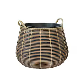 Origin 21 20.47-in W x 14.96-in H Natural Polyrattan Indoor/Outdoor Planter | Lowe's