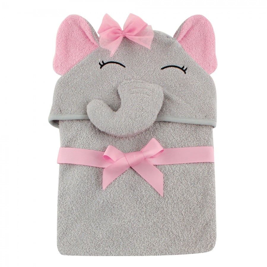 Hudson Baby Infant Girl Cotton Animal Face Hooded Towel, Pretty Elephant, One Size | Walmart (US)