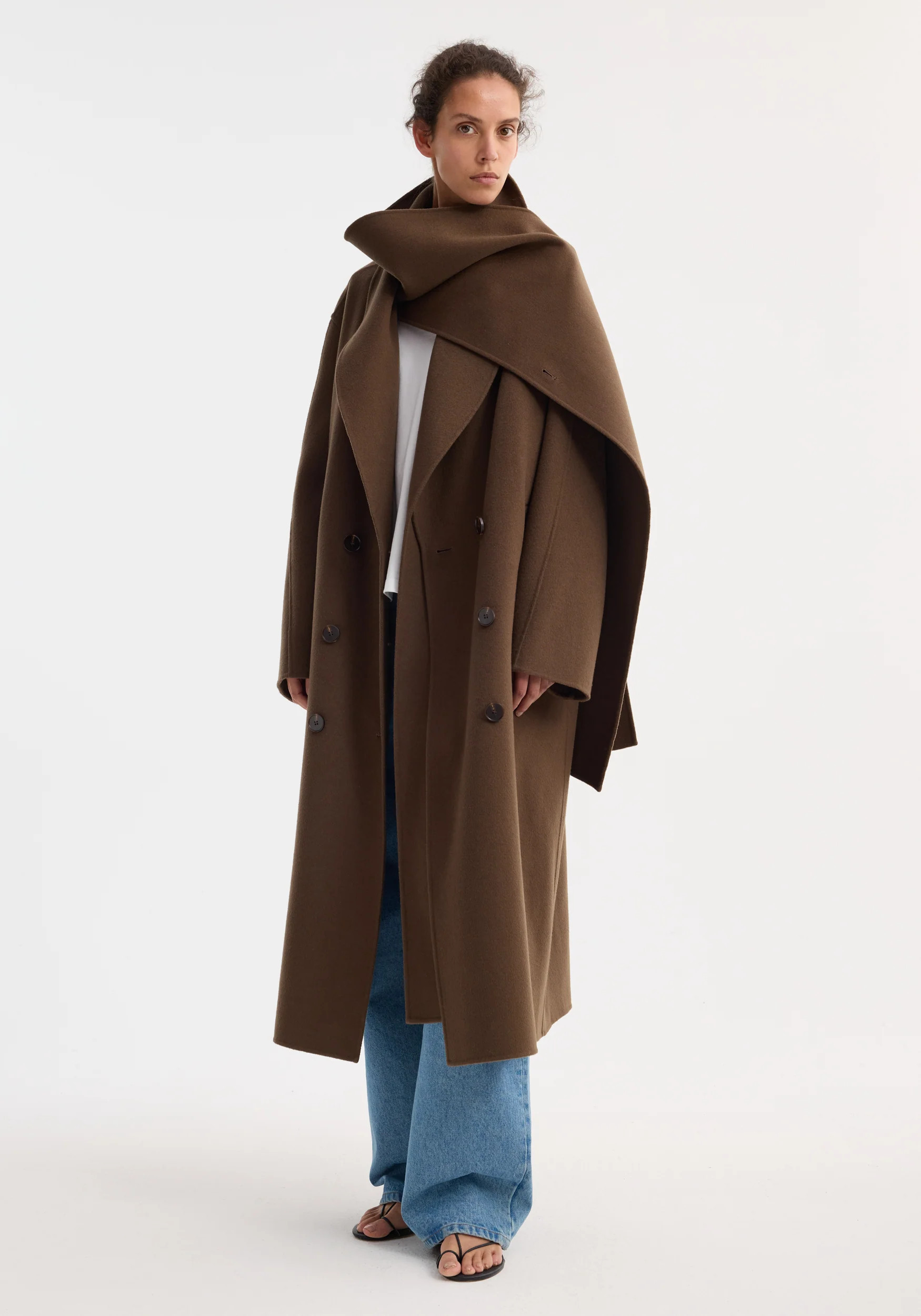 signature double-faced scarf coat | taupe | Rohe