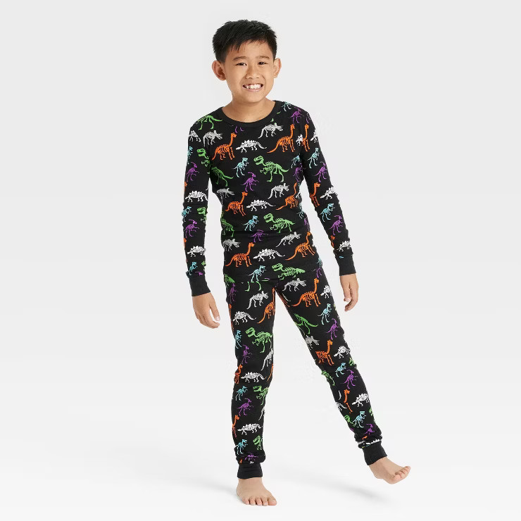 Kids' Halloween Dino Skeleton Matching Family Snug Fit Pajama Set - Hyde & EEK! Boutique™ Black | Target