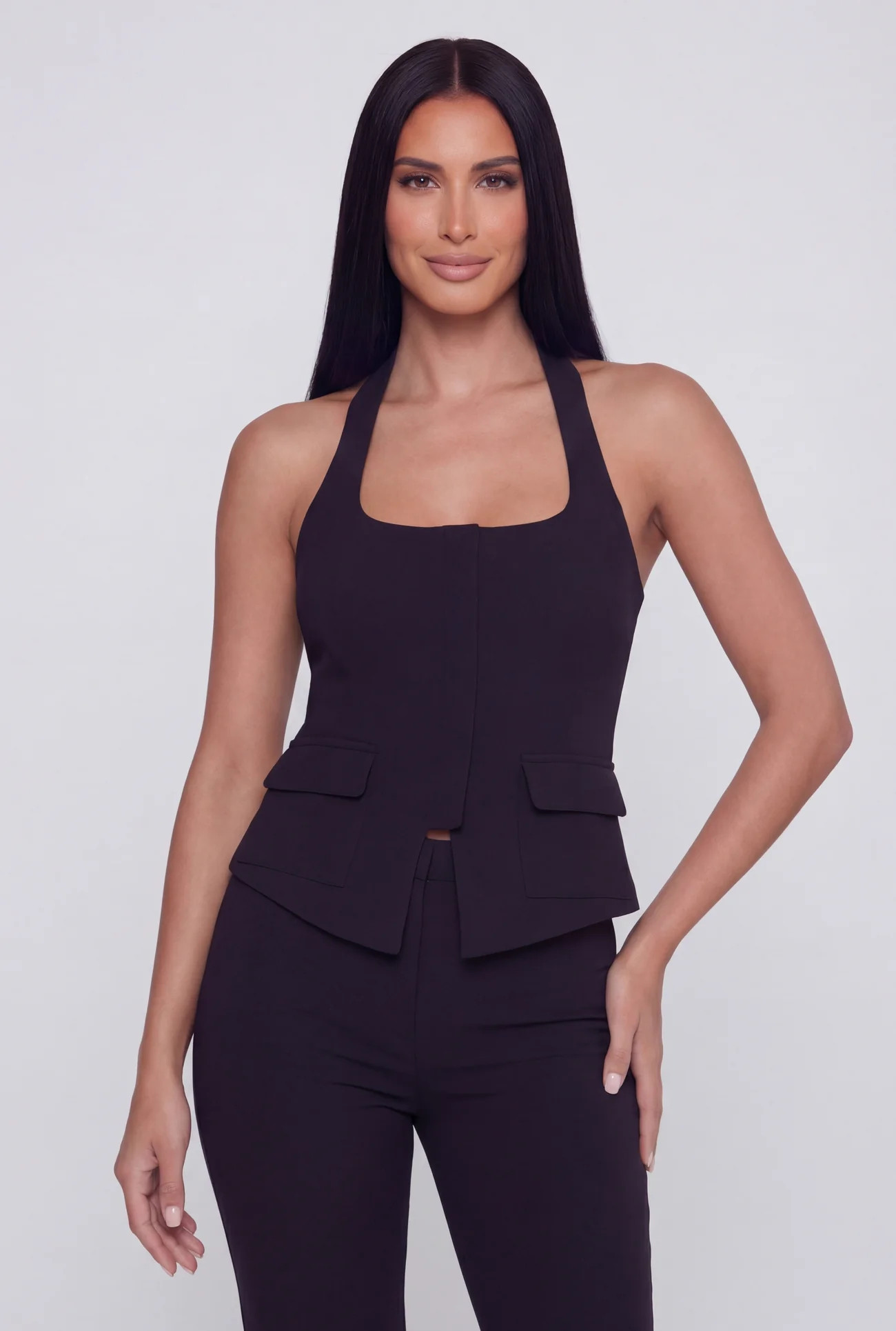 Zip Front Halter Blazer Vest | Rainbow Shops