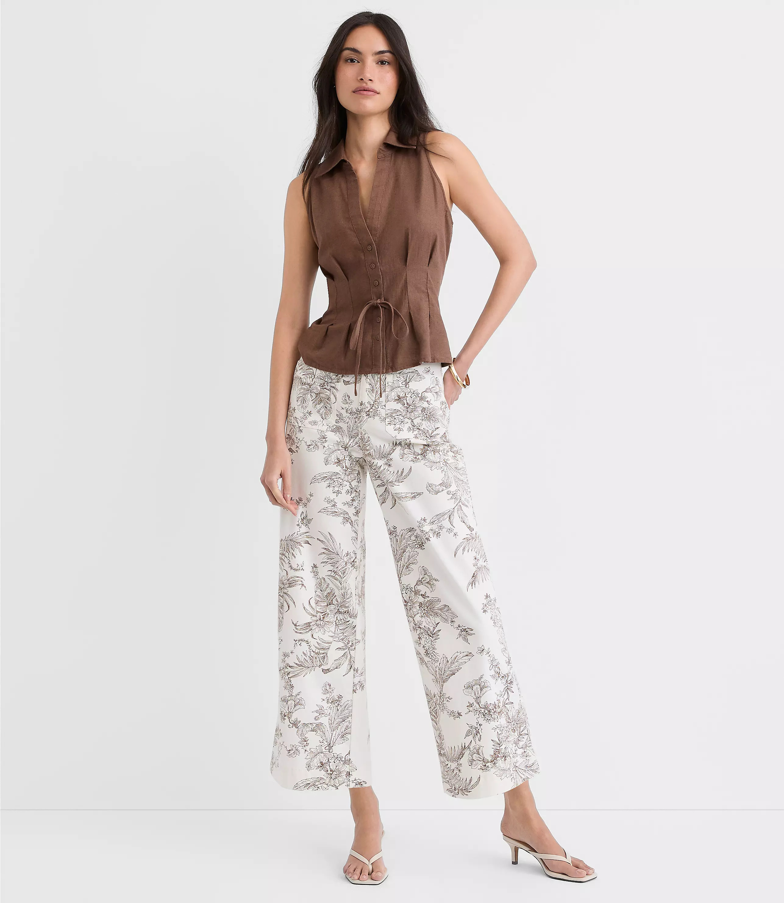 Palmer Wide Leg Crop Pants in Floral Toile | LOFT