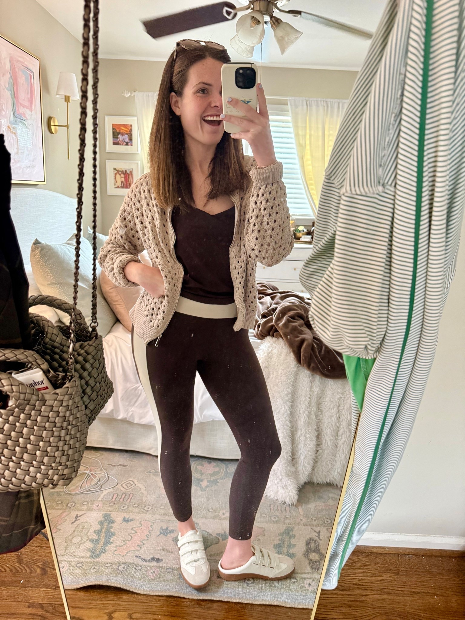 mb if you’re seeing this i love your full length mirror😇 a staple outfit of mine🤎🤎 this cardigan is perfect for all seasons and is on major sale rn!!!! 

#LTKSaleAlert #LTKActive #LTKootd