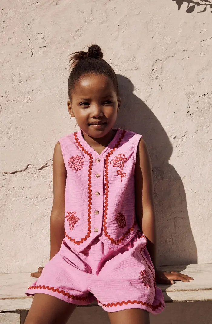 NEXT Kids' Embroidered Stretch Cotton Vest & Shorts Set | Nordstrom | Nordstrom