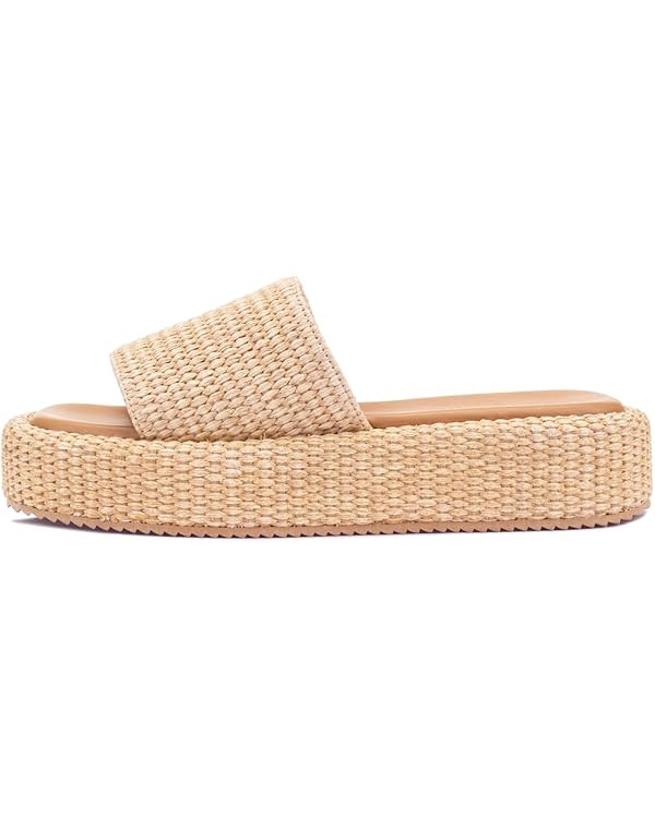 Monrovia Platform Sandals Women Raffia Wicker Espadrilles, Slip On Low Wedge Slides, Summer Straw... | Amazon (US)