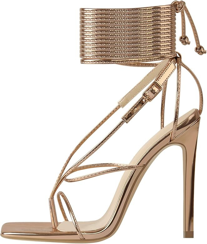 LISHAN Women's Thong Sandals Lace Up Strappy High Heels | Amazon (US)