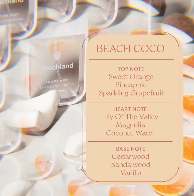 Touchland Power Mist Hand Sanitizer Beach Coco | The Collection TX 