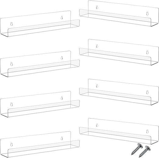 14 Inch Acrylic Floating Bookshelf, Wall Mounted Shelf, Ledge Book Shelf for Kids Room, Living Ro... | Amazon (US)