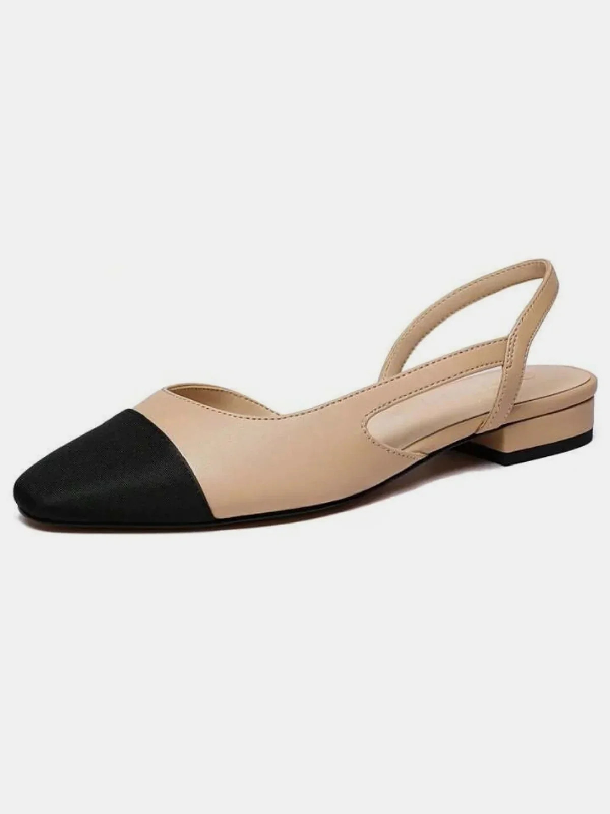Square Toe Slingback Low Heel Sandals | Commense