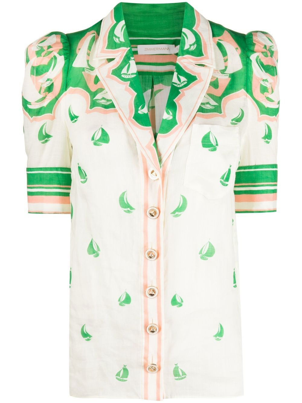 High Tide Sailboat-print short-sleeve shirt | Farfetch Global