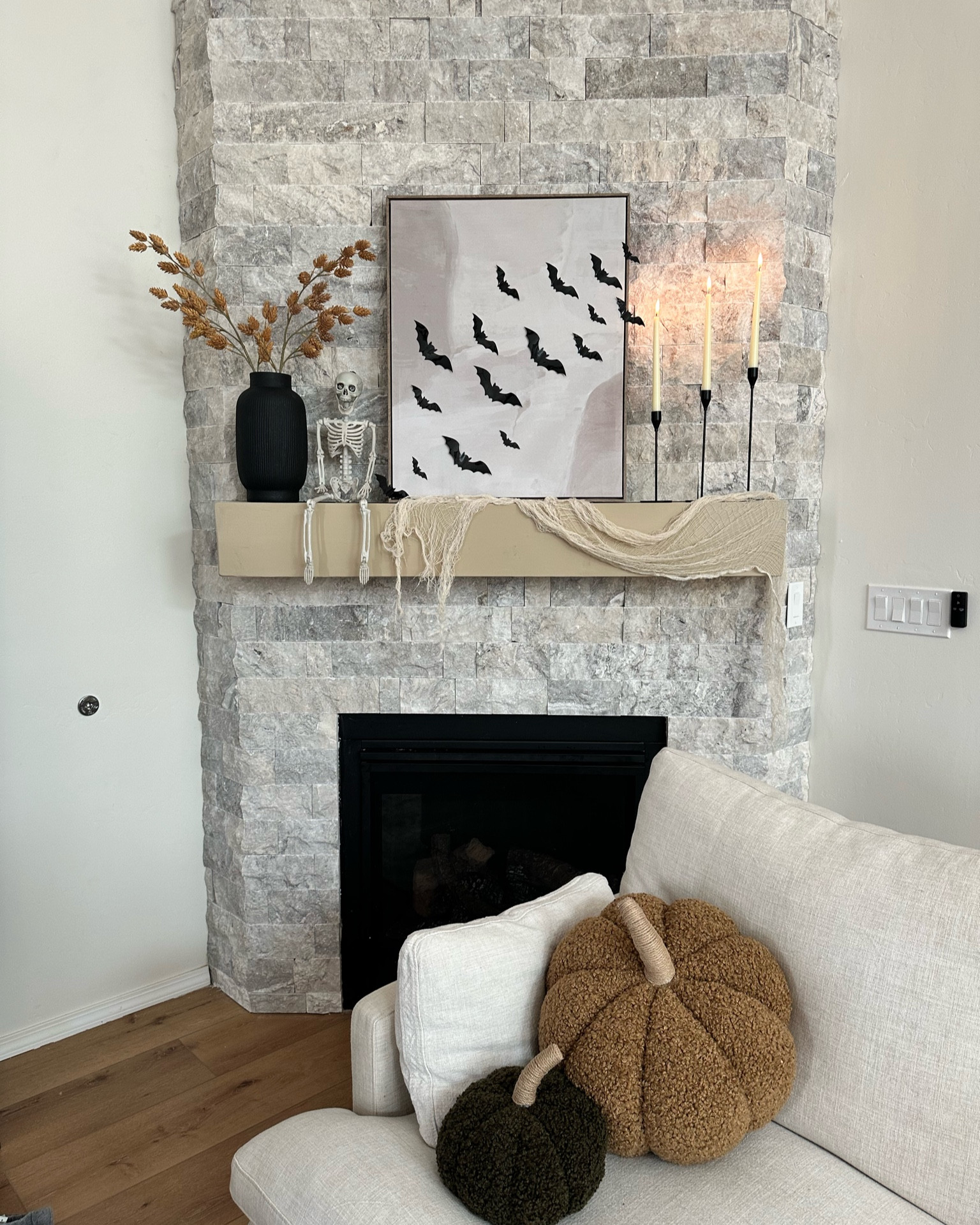 Spooky fireplace 
Skeletons 
Bays
Candles


#LTKHalloween #LTKHoliday #LTKhome