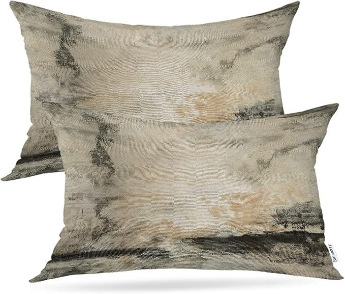 Batmerry Grey Art Watercolor Throw Pillow Covers,Brown Abstract Oil Decorative Pillow Covers Digi... | Amazon (US)