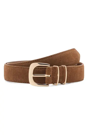 MANGO Suede Belt in Brown at Nordstrom Rack, Size X-Large | Nordstrom Rack