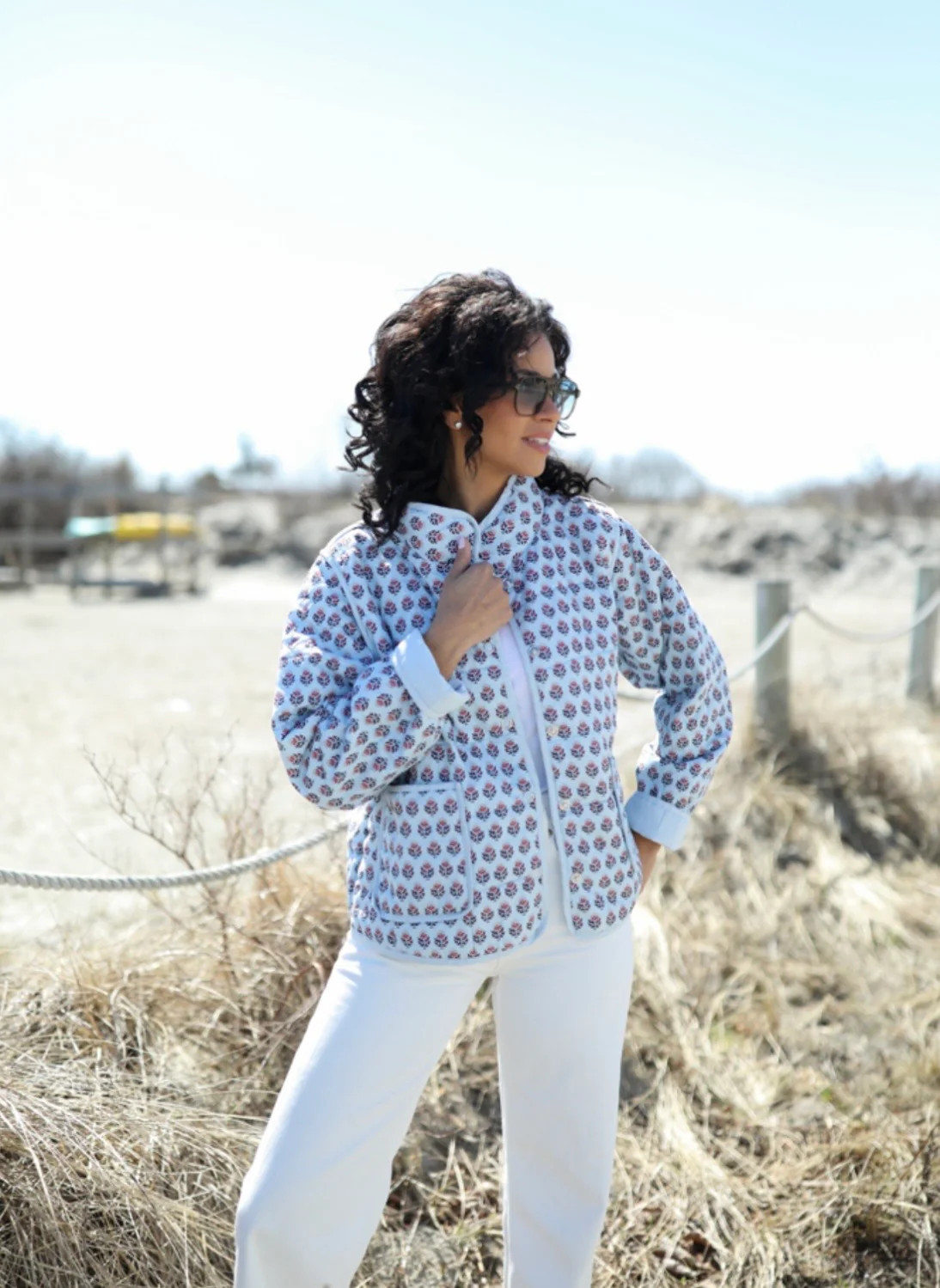 Brookes Block Print Quilted Jacket | navyBLEU LLC