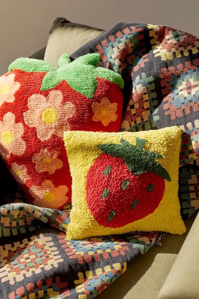 Strawberry Tufted Mini Throw Pillow | Urban Outfitters (US and RoW)