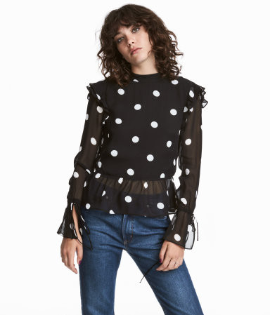 H&M Blouse with Flounce $49.99 | H&M (US)