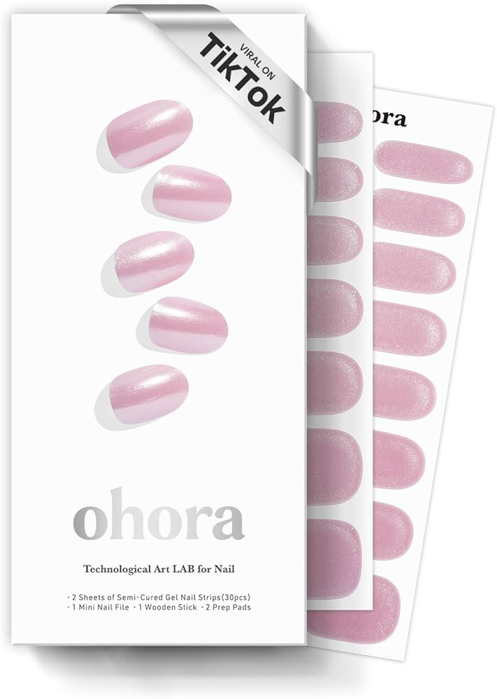 ohora Semi Cured Gel Nail Strips (N Baby Pink Chrome) - Works with Any Nail Lamps, Salon-Quality,... | Amazon (US)