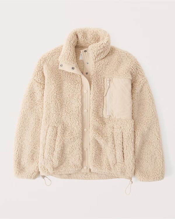 Women's Sherpa Snap Jacket | Women's Tops | Abercrombie.com | Abercrombie & Fitch (US)