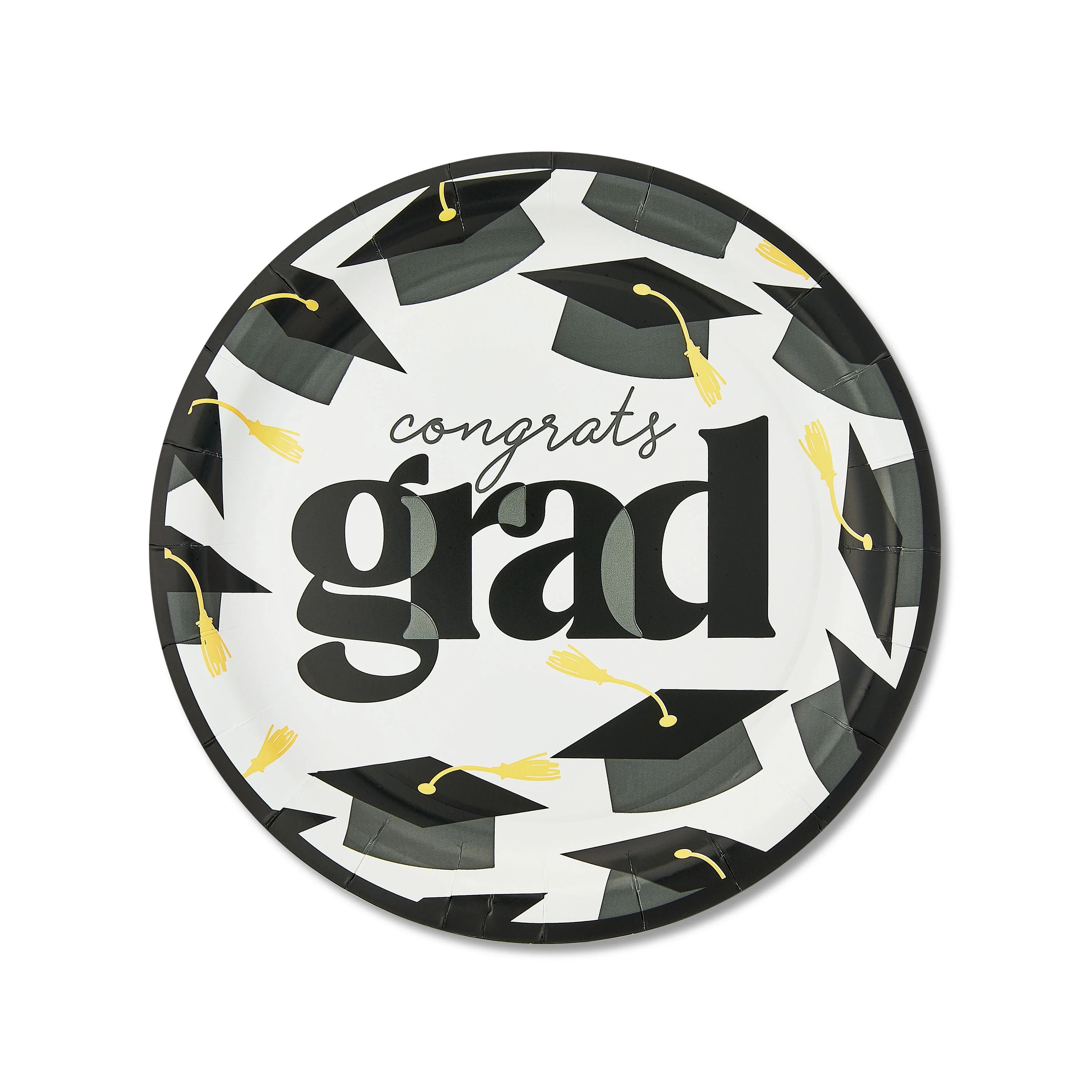 Graduation Congrats Grad Black and White Paper Dinner Plates, 9 in, 8 Count, by Way To Celebrate | Walmart (US)