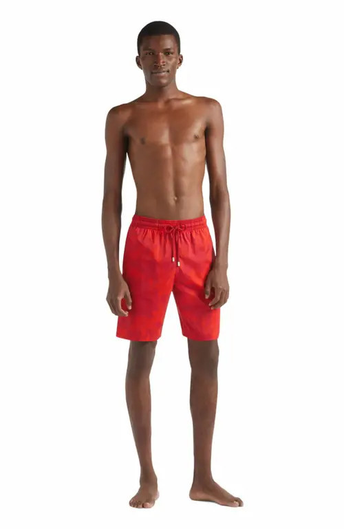 Vilebrequin Men's Flower Power Long Stretch Swim Shorts in Lipstick at Nordstrom, Size X-Large | Nordstrom