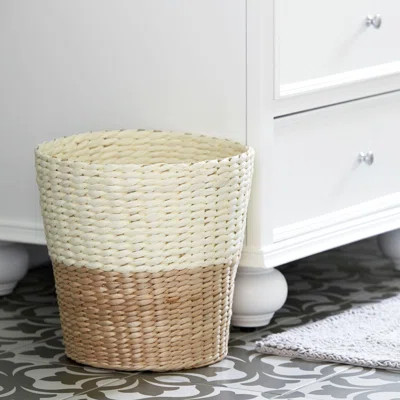 Bimal Wicker Waste Basket, Woven Leaf Basket with Wire Frame, Trash Bin or Storage Basket for Bedroom, Bathroom, Office and More | Wayfair North America
