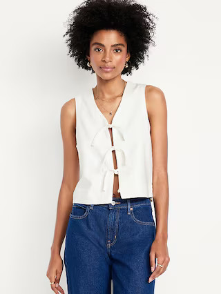 Linen-Blend Tie-Front Vest | Old Navy (US)