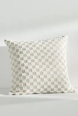 Carmine Checkered Velvet Pillow | Anthropologie (US)