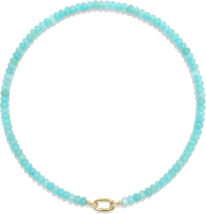Beaded Gemstone Necklaces for Women, Bohemian Colored Choker Natural Stone Bead Summer Beach Hand... | Amazon (US)