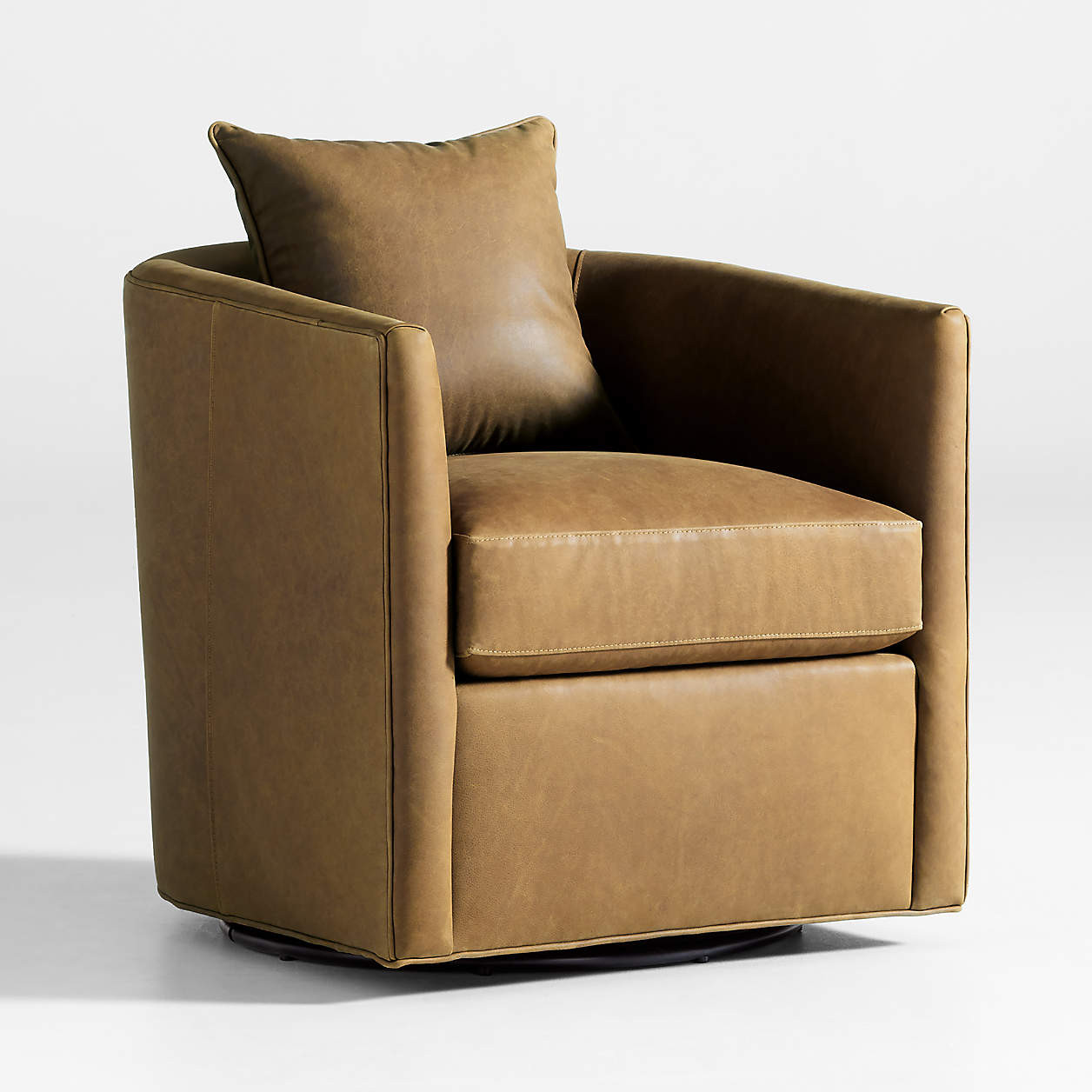 Drew Small Leather Swivel Accent Chair + Reviews | Crate & Barrel | Crate & Barrel
