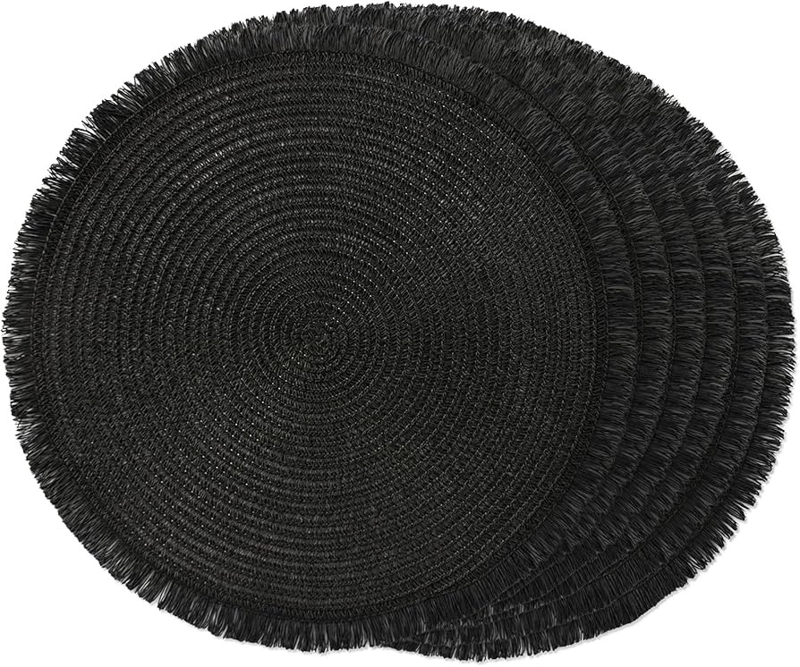FunWheat Paper Round Braided Placemats Set of 6 for Dining Tables 15 Inch Heat Resistant Table Ma... | Amazon (US)