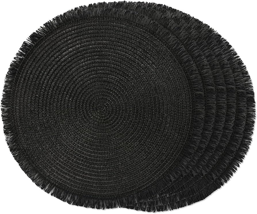 FunWheat Paper Round Braided Placemats Set of 6 for Dining Tables 15 Inch Heat Resistant Table Ma... | Amazon (US)
