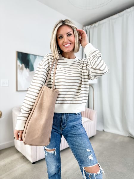 Love this crew from Spanx! Use my code BRITTANYXSPANX for a discount! Wearing XS! 

Loverly Grey, casual outfit idea, tote bag

#LTKitbag #LTKstyletip