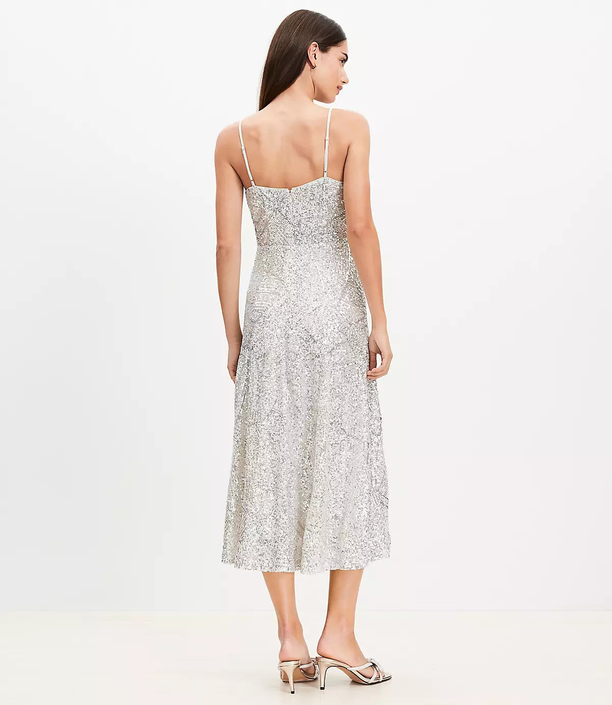 Sequin Strappy Midi Dress | LOFT