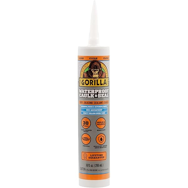 Gorilla Waterproof Caulk & Seal 100% Silicone Sealant, White, 10oz Cartridge (Pack of 1) | Amazon (US)