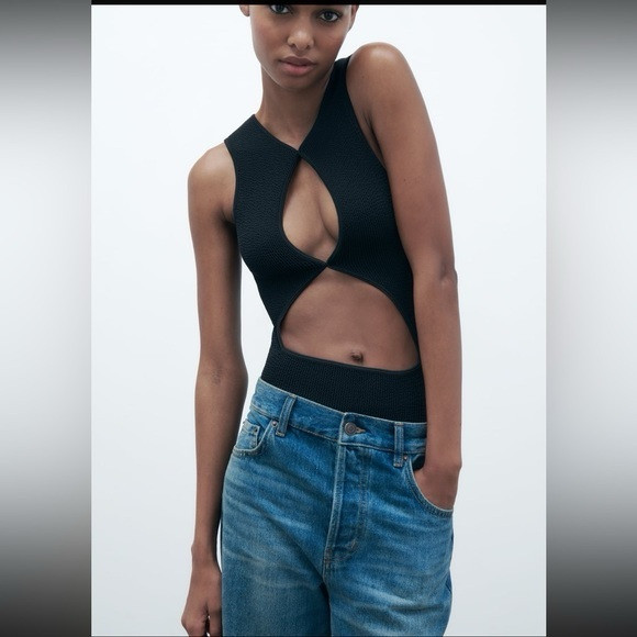 Zara Black Cut-Out Bodysuit | Poshmark