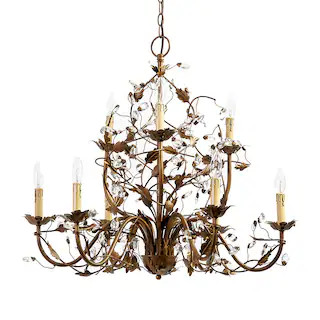 Claire Chandelier with Cut Glass Crystals & Leaf Style Candle Cups | Ballard Designs, Inc.