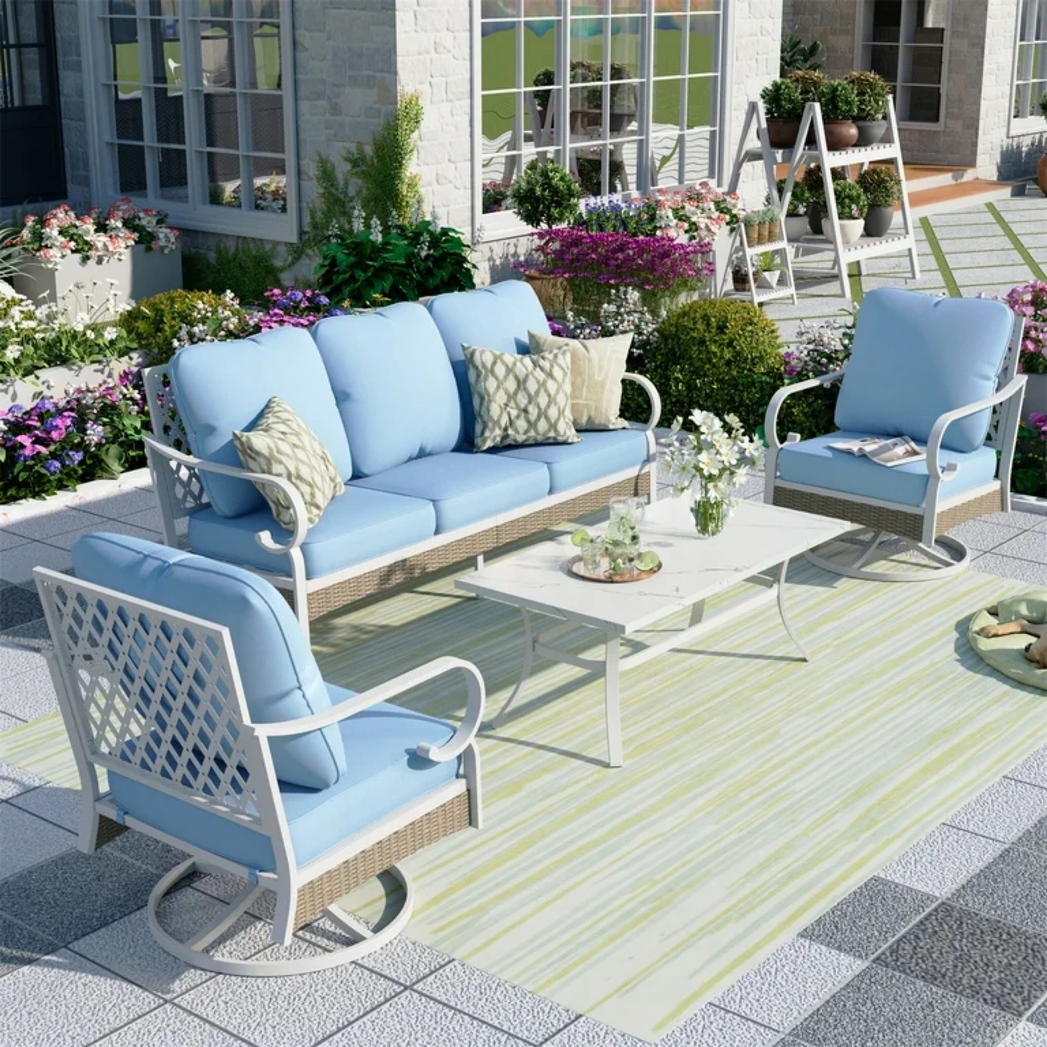 Walmart Patio Sale! 5-pc outdoor patio set, originally $1,260, on sale  for $969. Free shipping! 


#walmart find
#walmart sale
#walmart clearance
#patio furniture 
#patio set
#white metal patio
#conversation set
#home decor
#backyard furniture 
#outdoor sectional 
#affordable home decor
#spring refresh
#home updates
#small space furniture 
#front patio 
#design inspo
#patio inspo
#baby blue patio cushions 
#outdoor set with table and chairs

#LTKSaleAlert #LTKSeasonal #LTKHome