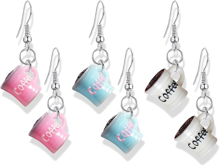 DAMLENG 3 Pairs Unique Creative Cute Tea Coffee Cup Dangle Drop Earrings Sets for Women Girls Fun... | Amazon (US)