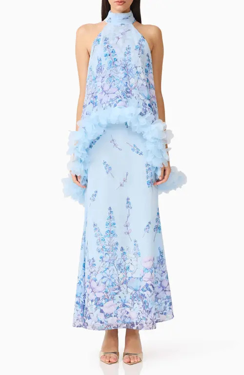 Elliatt Tulsia Floral Georgette Gown in Light Blue at Nordstrom, Size Xx-Small | Nordstrom